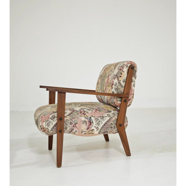 Mid-Century Modern Mid-Century Modern Wooden and Floral Fabric Armchairs, 1960s, Set of 2 For Sale - Image 3 of 14