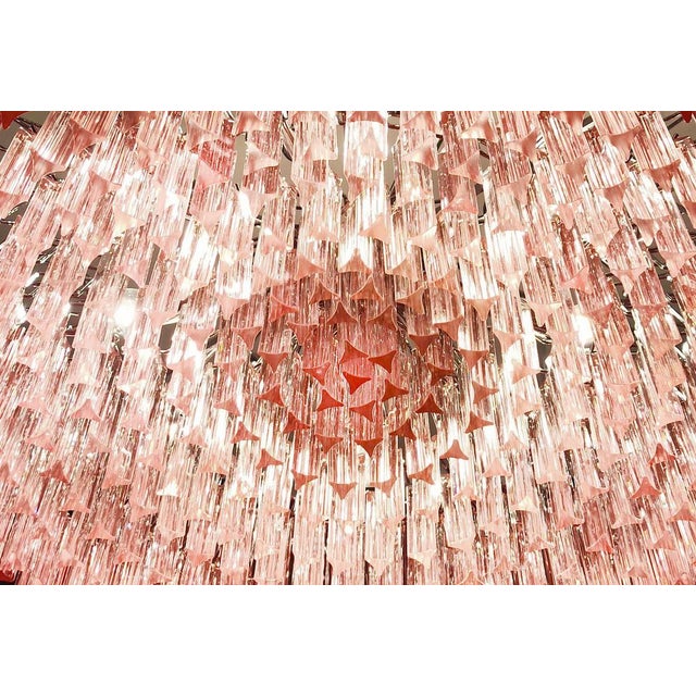 Large Triedri Murano Glass Chandelier with 391 Pink Prims Triedri, 1990s For Sale - Image 16 of 18