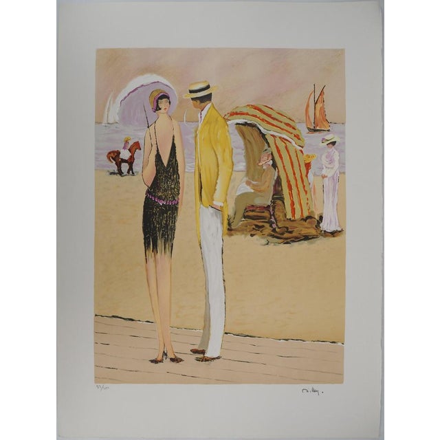 Ramon Dilley, Couple on the Beach, Original Signed Lithograph For Sale - Image 8 of 8