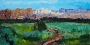 Modern Impressionist Zion Desert Landscape – Oil Painting