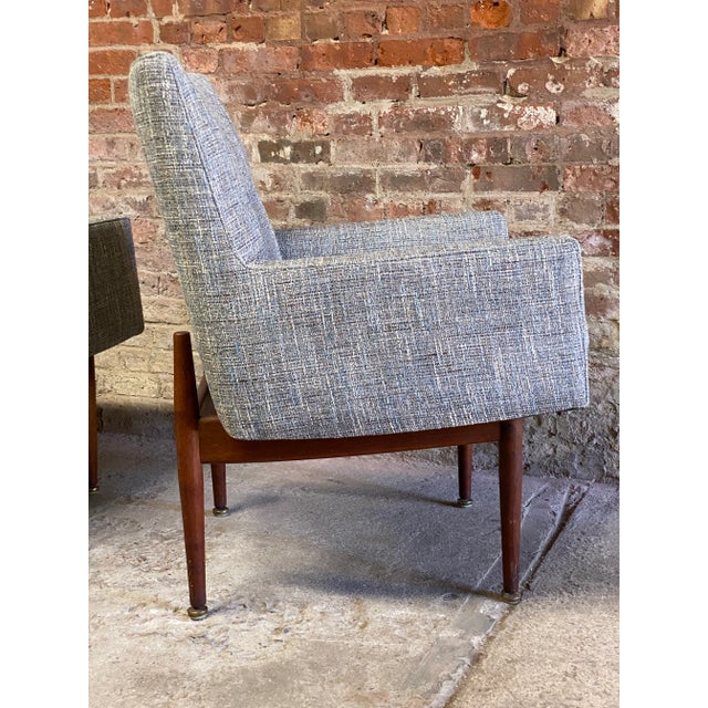 Jens Risom C180 Upholstered and Walnut Armchairs For Sale - Image 9 of 13