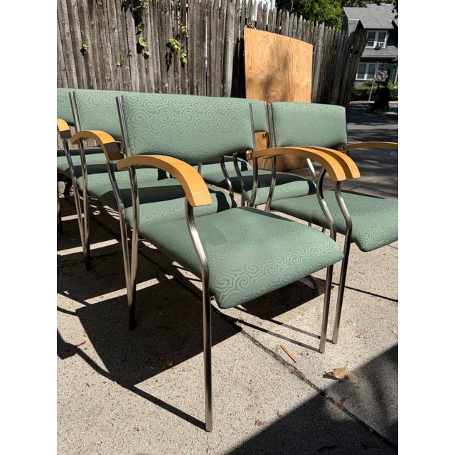 Set of 8 Geiger International Breck armchairs, designed by the Geiger Design Group. High-quality commercial-grade seating...