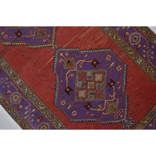 1960s Faded Orange & Purple Runner Rug For Sale - Image 10 of 10