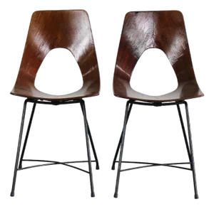 Set of Ariston Chairs in Plywood and Metal by Saporiti for Augusto Bozzi,1950s