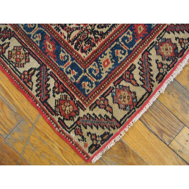 1900s Red Geometric Antique Persian Seraband Gallery Rug 6'1" X 12'4" Handknotted Wool Carpet For Sale In New York - Image 6 of 6