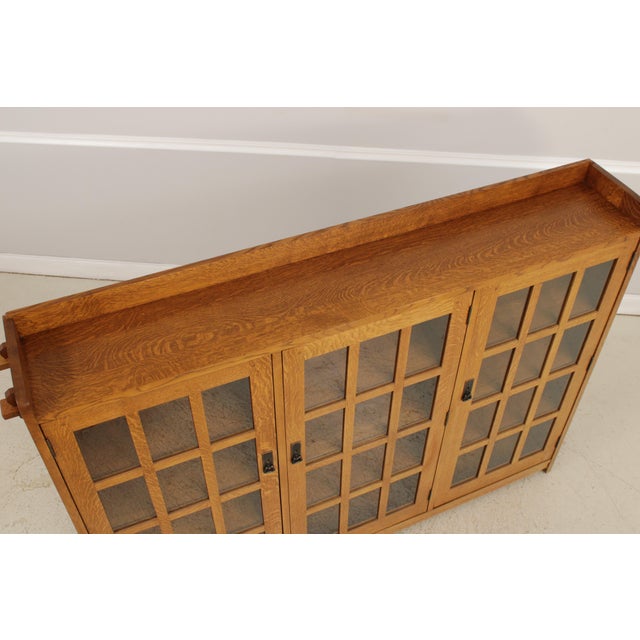 Brown Stickley Mission Oak 3 Door Large Bookcase For Sale - Image 8 of 17