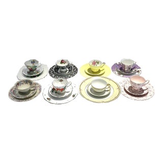 6 Sets of Vintage Tea Cups, Saucers, and Plates For Sale