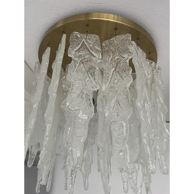 1970s Mid-Century Italian Clear Murano Leaf Flushmount, 1970s For Sale - Image 5 of 17