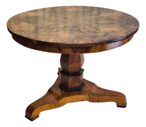 19th Century Biedermeier Round Salon Walnut Table