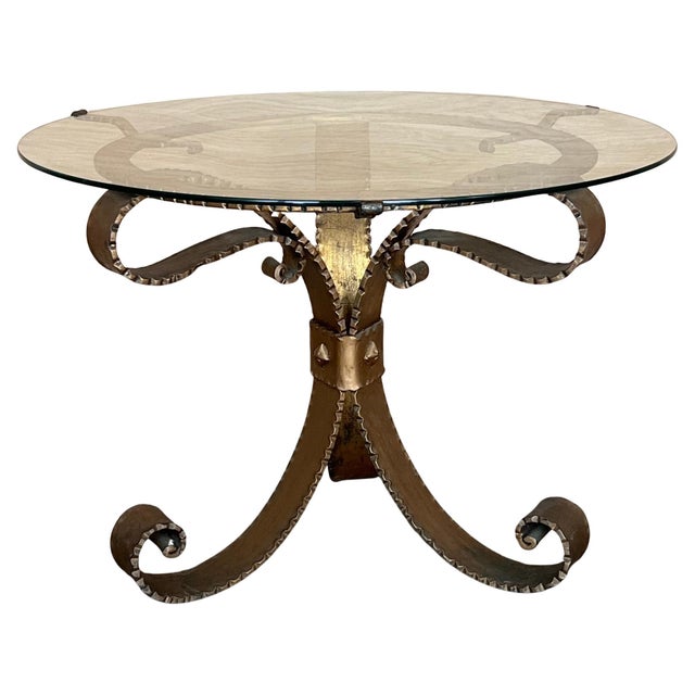 Mid 20th Century Hollywood Regency Gilt French Iron Cocktail Table For Sale - Image 15 of 18