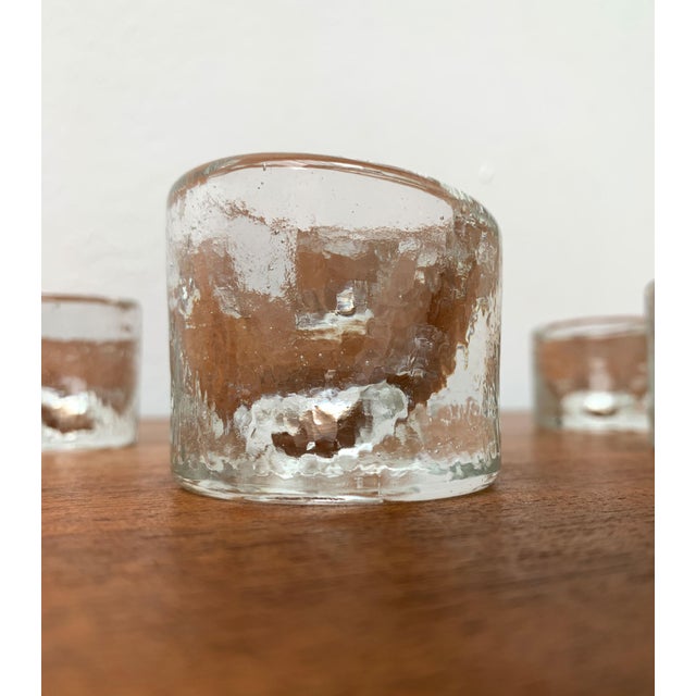 Vintage Scandinavian Ice Glass Candleholders, 1970s, Set of 5 For Sale - Image 9 of 15
