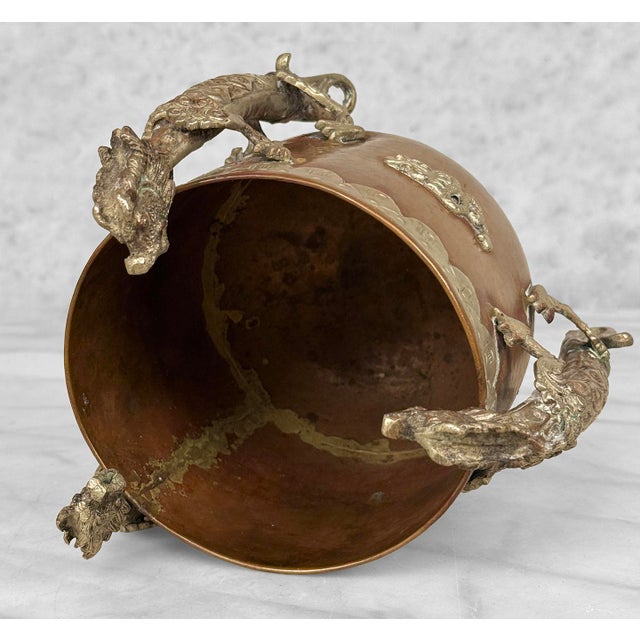 Antique Tibetan Copper Dragon Motif Planter Pot Cencer For Sale - Image 12 of 13