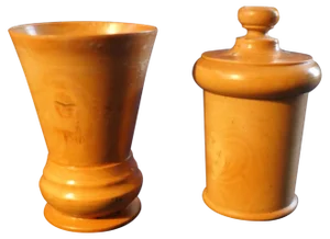 19th Century Treen Measure and Thread Dispenser in Sycamore, Set of 2