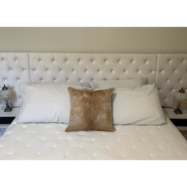 18” X 18” Premium Colombian Champagne Long-Haired Cowhide Pillow Cover - Handcrafted by Pablo Sota Designs For Sale - Image 11 of 11