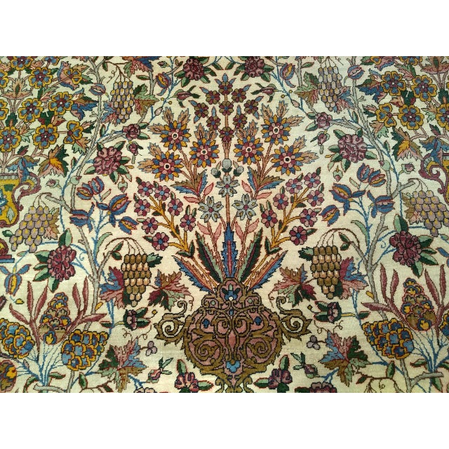 French Country Vintage Oversized Persian Kerman Lavar Rug, Hand-Knotted Wool, Allover Vase Pattern, Ivory & Blue, 11’ X 19’ For Sale - Image 3 of 18