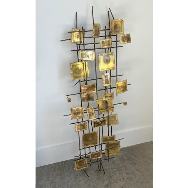 Mid-Century Brutalist Brass Paneled Wall Sculpture in the Style of Williem Degroot For Sale - Image 4 of 6