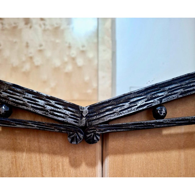 1930s French-Style Art Deco Wrought Iron Wall Mirror For Sale In San Francisco - Image 6 of 7