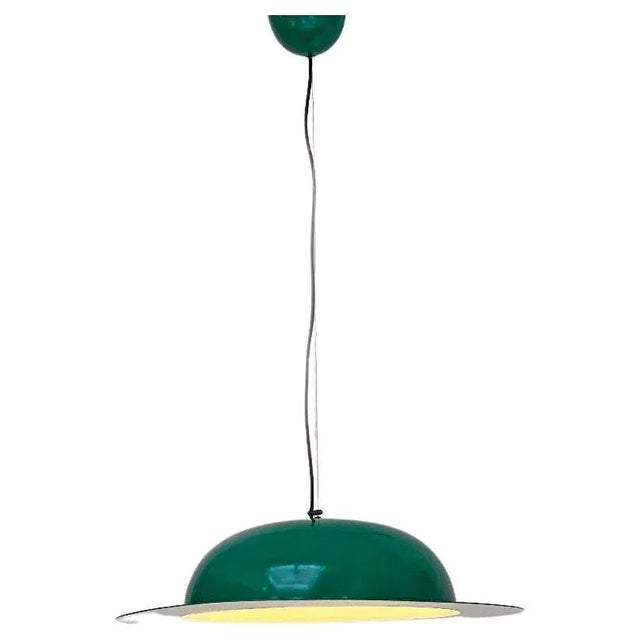 Mid-Century Modern Italian Hat-Shaped Green Metal Chandelier, 1970s For Sale - Image 16 of 16