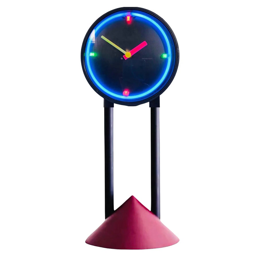 80s Postmodern Neon Electric or Battery Table Mantel Geometric