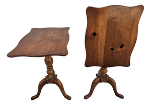 Petite Pine Flip Top Pedestal Side Tables Candle Stands
