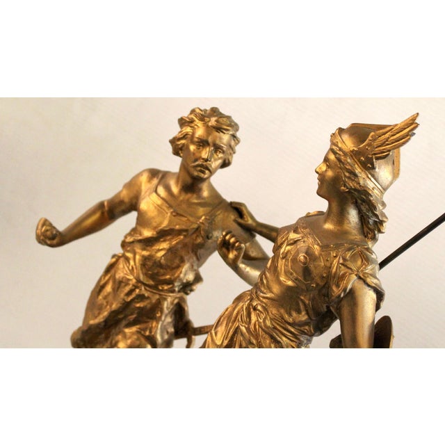 Antique French Alabaster Clock "La Walkyrie" by Ernest Rancoulet (1875-1915) For Sale In New York - Image 6 of 10
