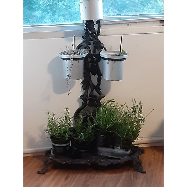 Early 20th Century Solid 68" Tall Black Heavy Solid Wrought Iron Plant Pot Holder Stand For Sale In Atlanta - Image 6 of 10
