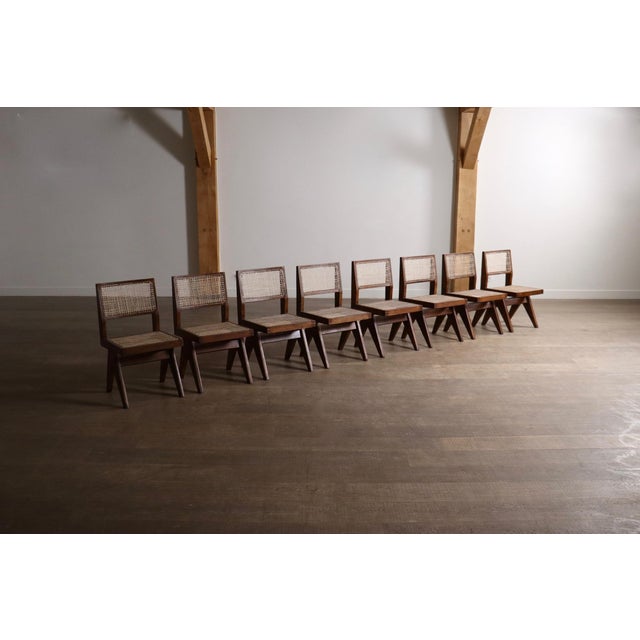 Office Cane Chairs from Pierre Jeanneret, India, 1950s, Set of 8 For Sale - Image 6 of 18