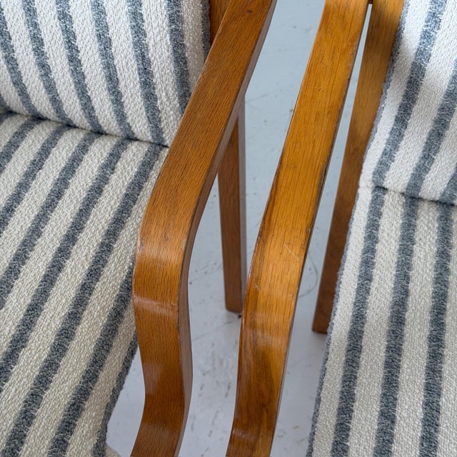 Tan 1980s Finnish Bentwood Striped Armchairs by Stendig For Sale - Image 8 of 12