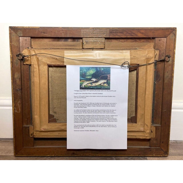 Scottish Angling Fishing Oil Painting – “Burn Trout” by James B. Russell, c.1914 For Sale - Image 13 of 18