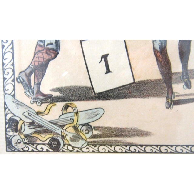 1900 - 1909 Rare Jeu Du Skating Rink (Game of Goose) French 1900 Game Framed Poster For Sale - Image 5 of 8