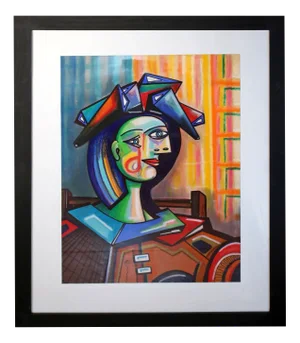 Cubist Portrait, Late 20th Century, Painting, Framed