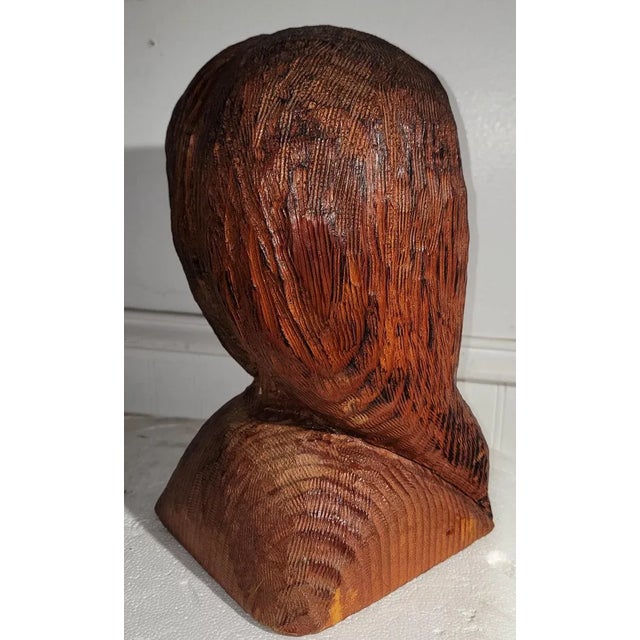 1930s Hand Carved & Painted Native American Head For Sale - Image 5 of 5