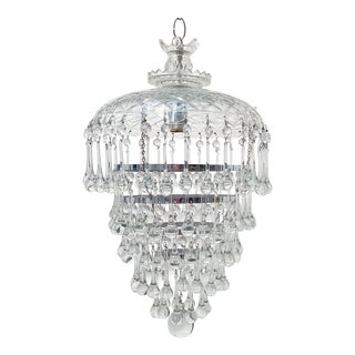 Vintage Hand Cut Glass Dish Layered Chandelier For Sale