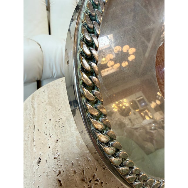 Italian Vintage Italian Silver-Plated Oval Picture Frame With Braided Border For Sale - Image 3 of 7