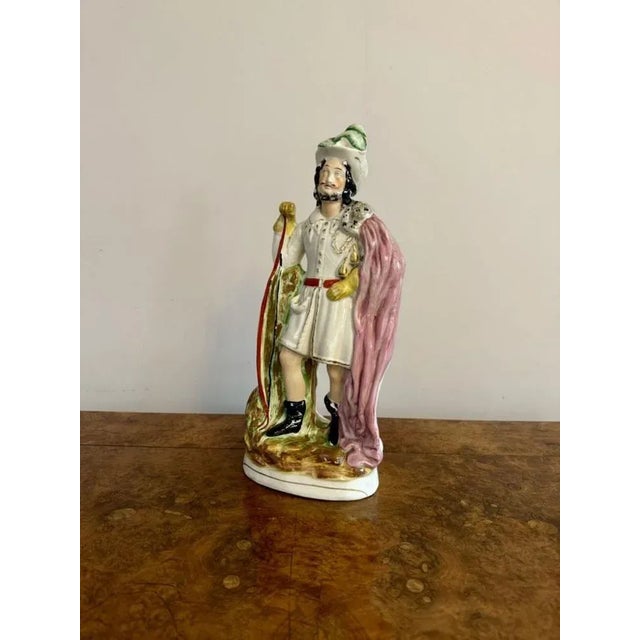Ceramic Large Antique Victorian Robin Hood Staffordshire Figure, 1880s For Sale - Image 7 of 8