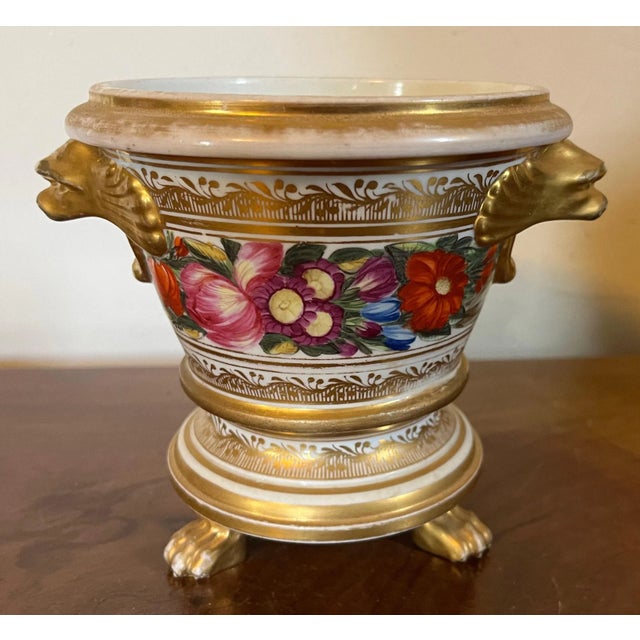 Antique Early 19th Century Coalport Porcelain Cachepot or Flower Pot Decorated With Flowers and Dolphin Handles For Sale - Image 11 of 12