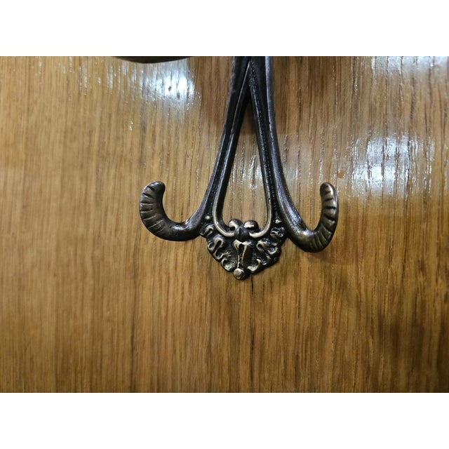 Wooden Wall Coat Hanger with Brass Hangers, 1950 For Sale - Image 14 of 18