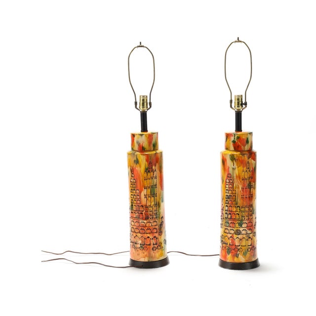 1970s 1970s Campus Ceramic Table Lamps - a Pair For Sale - Image 5 of 9