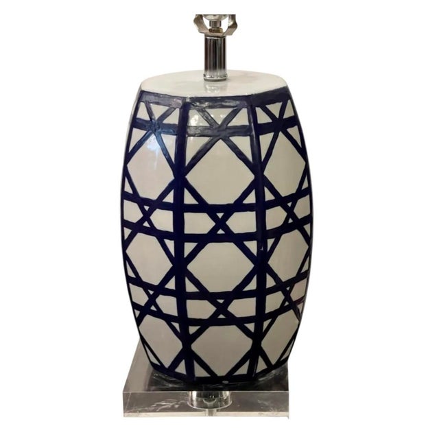 Mecox Gardens Blue & White Modern Pottery Table Lamp