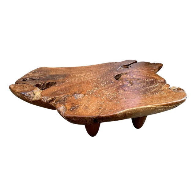 Andrianna Shamaris Century Old Teak Wood Organic Coffee Table For Sale