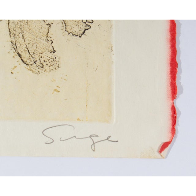Beige Signed “Winged Figure” Abstract Color Etching and Aquatint by Walter Sorge For Sale - Image 8 of 8