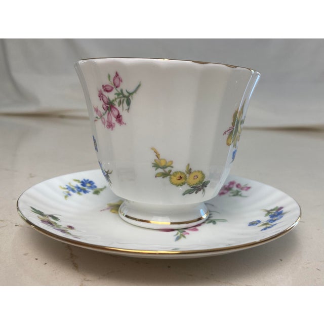 English Mid 20th Century Duchess Fine Bone China Tea Cup and Saucer Set For Sale - Image 3 of 14