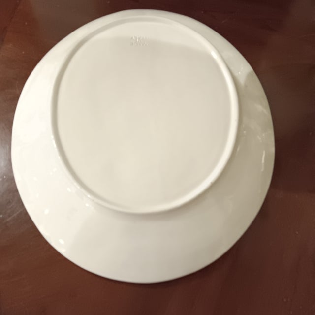 Mid-Century Modern Large Vintage White Oval Ceramic Platter With Embossed Leaf Design. Made in Italy For Sale - Image 3 of 13