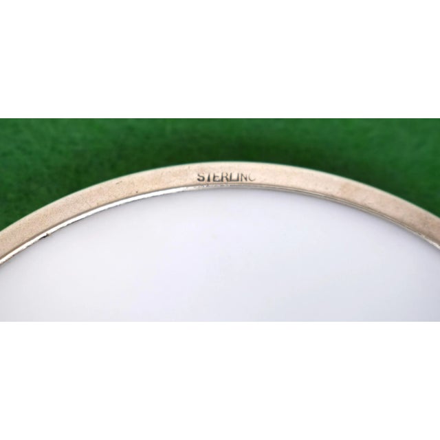 1940s Mid 20th Century Cyril Gorainoff Fox-Hunter & Hound Milk Glass Coasters With Sterling Rims- Set of 2 For Sale - Image 5 of 6