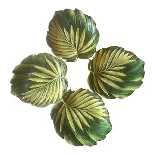 Vintage Trompe l'Oeil Fitz and Floyd Banana Leaf Plates- Set of 4 For Sale