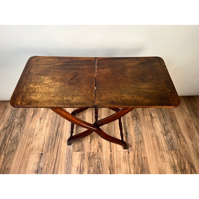 Antique English Regency Mahogany Folding Coaching or Sporting Table C. 1825–1845 For Sale - Image 4 of 9