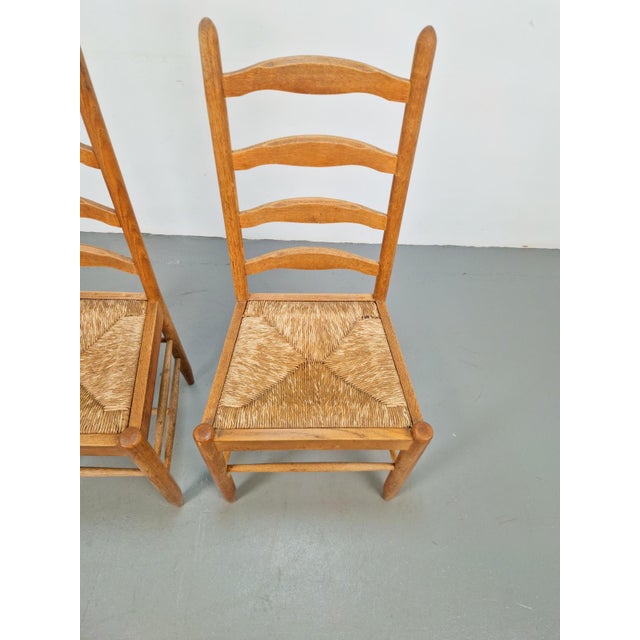 Vintage Brutalist Wicker Ladder Chairs in the style of Charlotte Perriand, 1960s, Set of 2 For Sale - Image 10 of 12