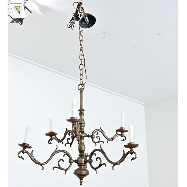 Metal 19th Century Traditional Brass Chandelier For Sale - Image 7 of 12