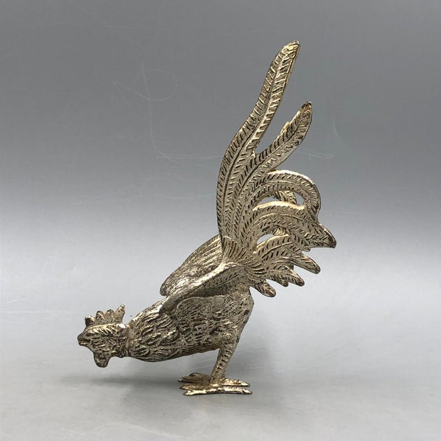 Vintage Two Fighting Roosters in Silver-Plating, Set of 2 For Sale - Image 4 of 16
