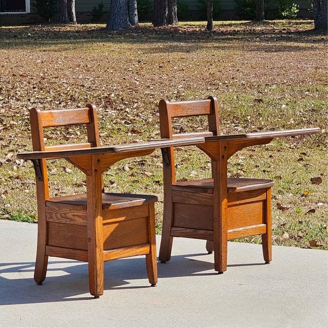 Solid Oak Construction | Under-Seat Storage Box | Vintage Classroom Charm This is a wonderful piece of Americana—an...